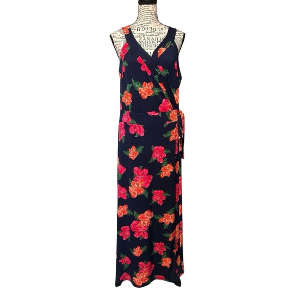 Market Spruce Faux Wrap Maxi Dress Size 1X Multi-Color Floral Vacation Beachy - Picture 1 of 10